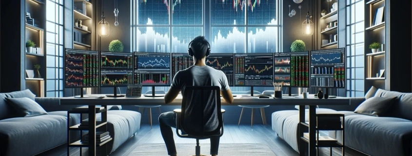 man sitting at a desk on a laptop